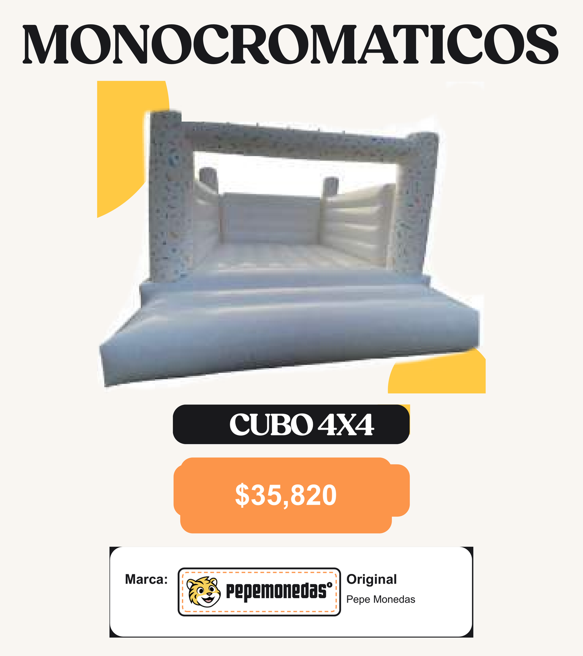 Inflable Monocromático - Cubo Monocromático 4 x 4 - Diseño 4 - Pepe Monedas
