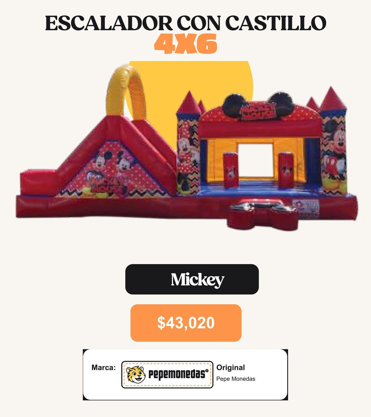 Escalador con Castillo 4 x 6 - Mickey - Pepe Monedas