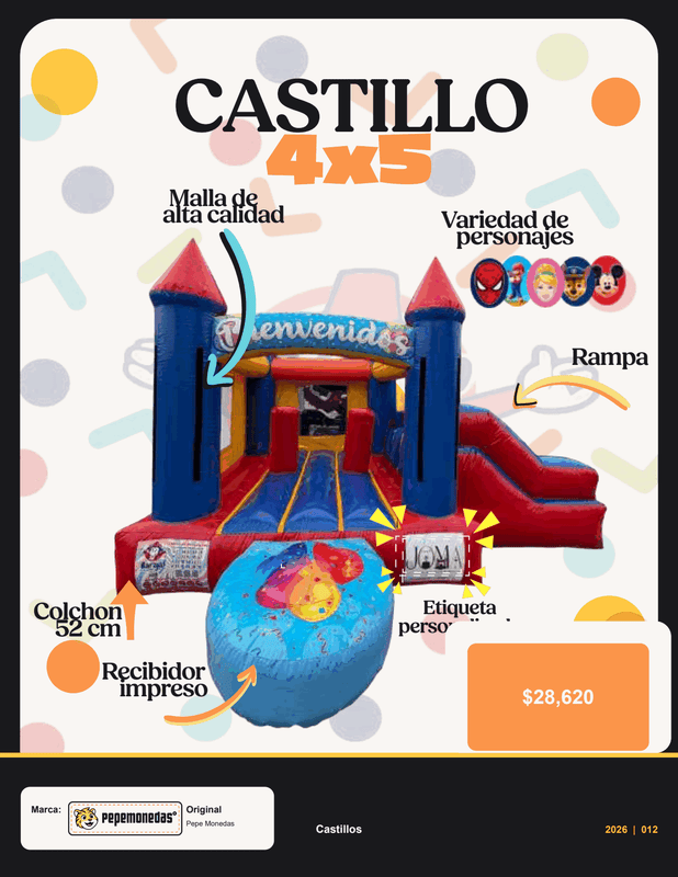 Castillo Inflable 4 x 5 m - Pepe Monedas