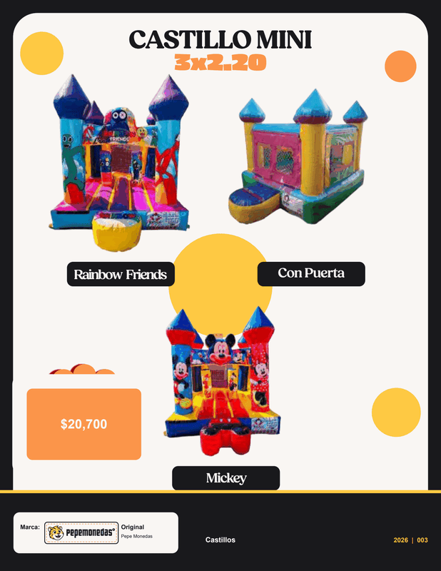 Castillo Inflable Mini 3 x 2.20 m - Pepe Monedas