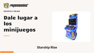 Portada «Dale lugar a los minijuegos» con Starship Rise. Imagen de referencia; no muestra una instalación.