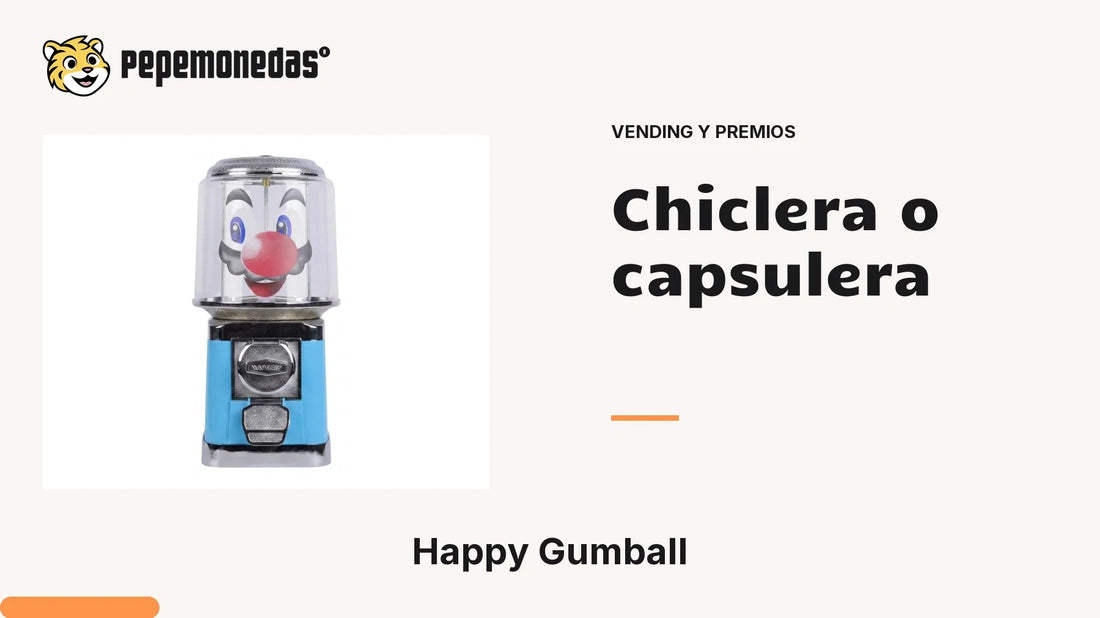 Portada «Chiclera o capsulera» con Happy Gumball. Imagen de referencia; no muestra una instalación.