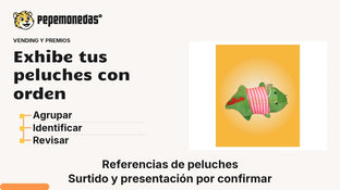 Portada «Exhibe tus peluches con orden» con Peluche de cocodrilo. Imagen de referencia; no muestra una instalación. Herramienta editorial: Agrupar, Identificar, Revisar.