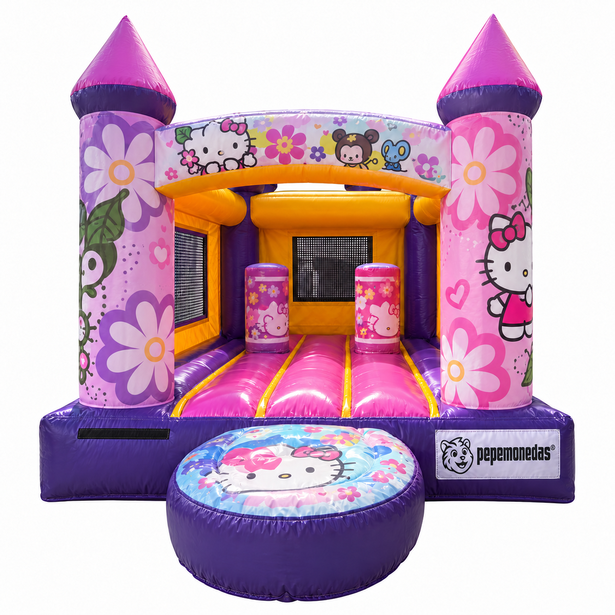 Castillo Inflable 3 x 4 m, variante Kitty — propuesta de acabado con bordado Pepe Monedas