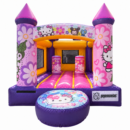 Castillo Inflable 3 x 4 m, variante Kitty — propuesta de acabado con bordado Pepe Monedas