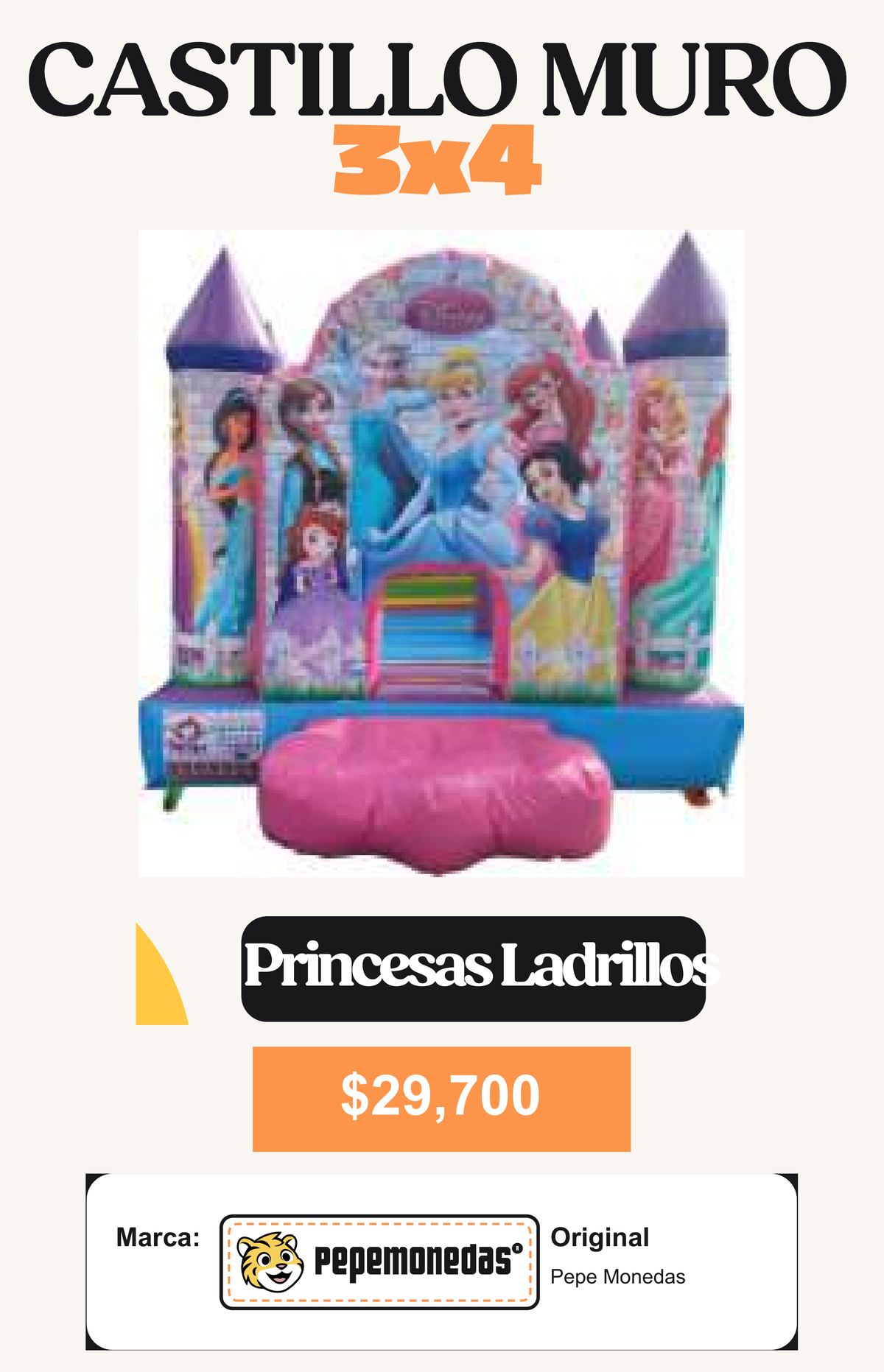 Castillo Muro 3 x 4 - Princesas Ladrillos - Pepe Monedas