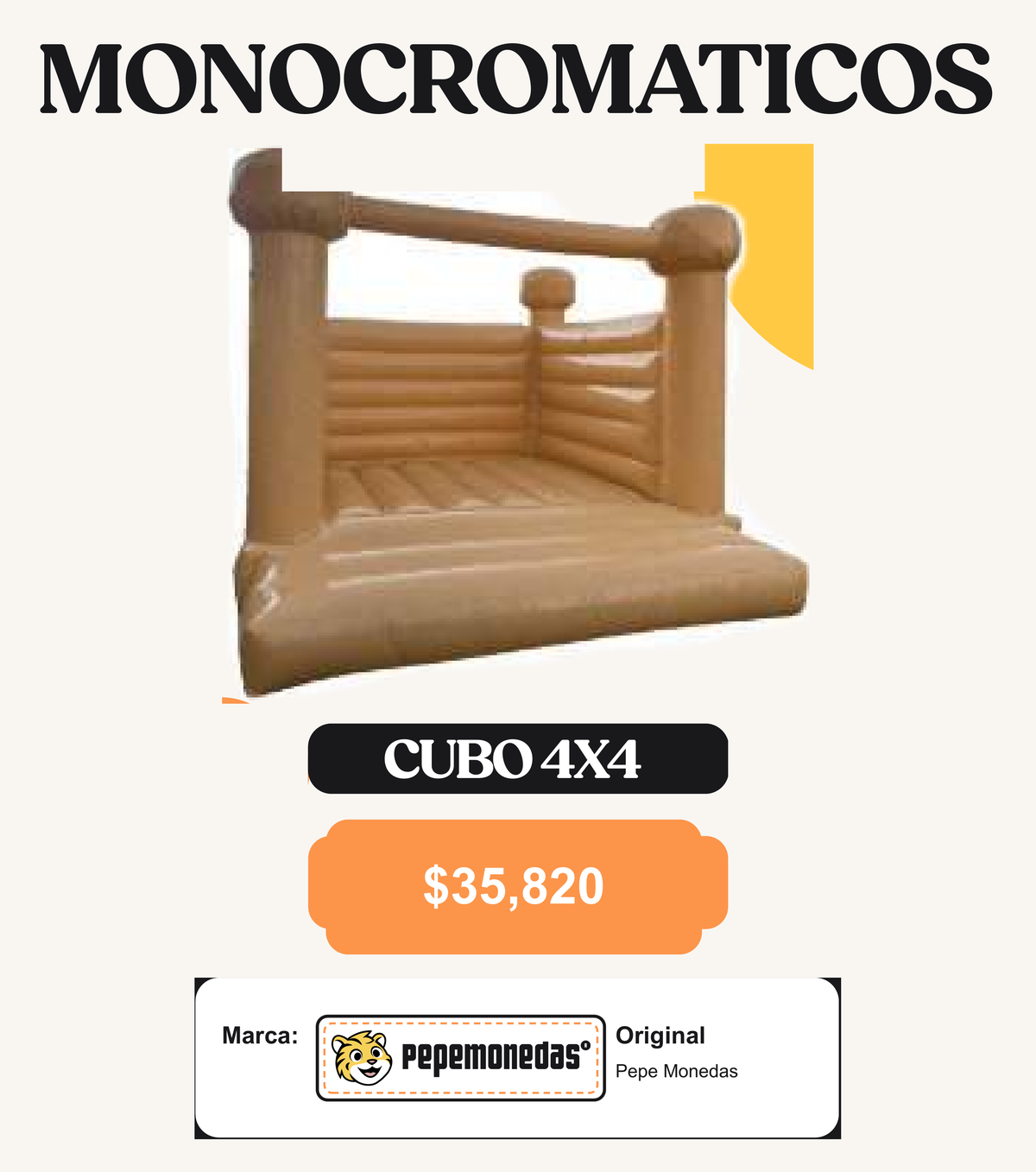 Inflable Monocromático - Cubo Monocromático 4 x 4 - Diseño 3 - Pepe Monedas