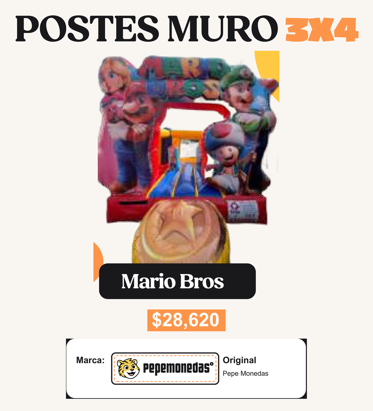 Postes Muro 3 x 4 - Mario Bros - Pepe Monedas