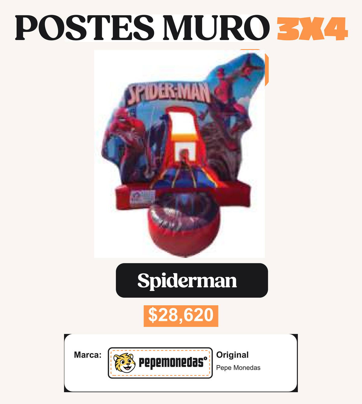 Postes Muro 3 x 4 - Spiderman - Pepe Monedas