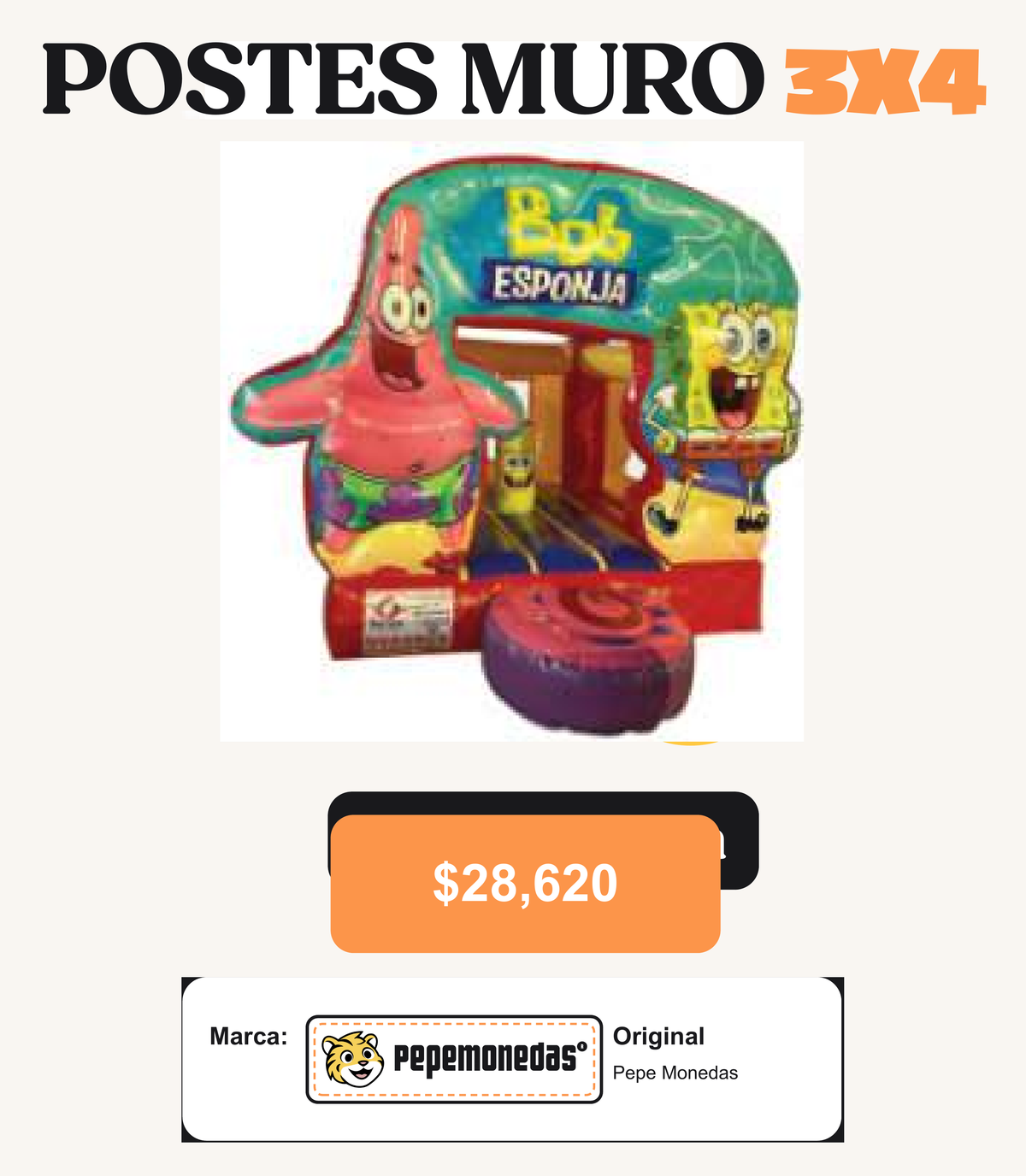 Postes Muro 3 x 4 - Bob Esponja - Pepe Monedas