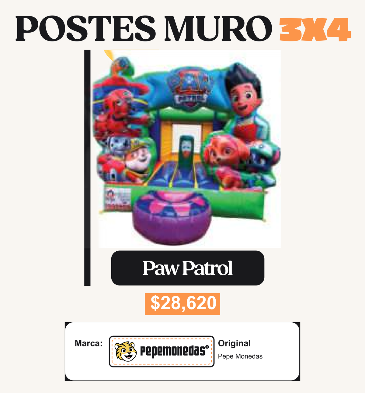 Postes Muro 3 x 4 - Paw Patrol - Pepe Monedas