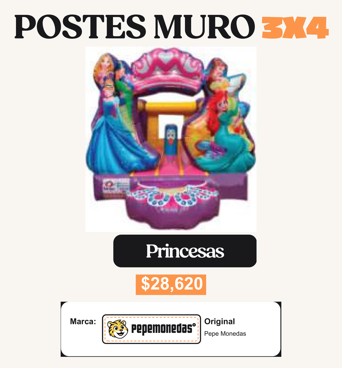 Postes Muro 3 x 4 - Princesas - Pepe Monedas