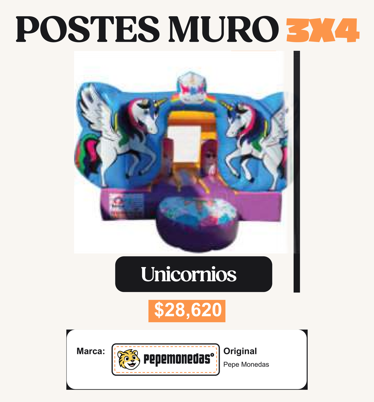 Postes Muro 3 x 4 - Unicornios - Pepe Monedas