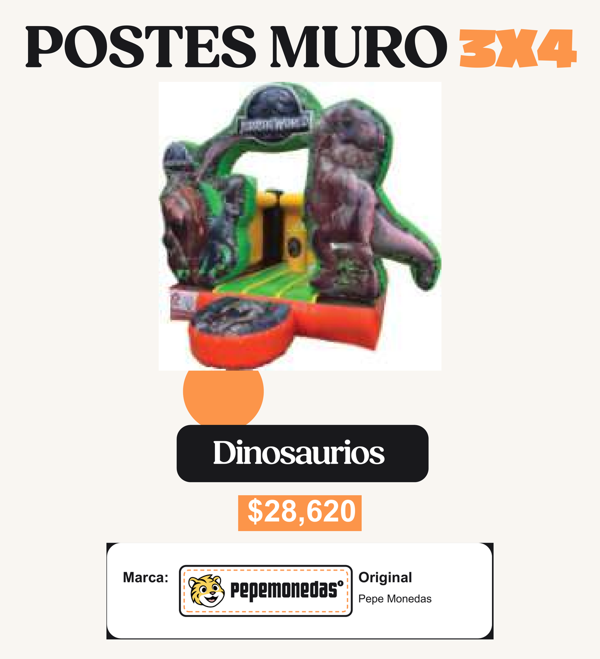 Postes Muro 3 x 4 - Dinosaurios - Pepe Monedas