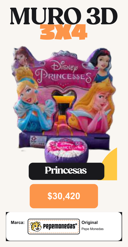 Muro 3D 3 x 4 - Princesas - Pepe Monedas