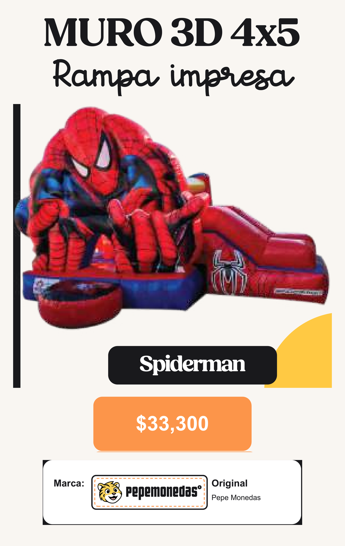 Muro 3D 4 x 5 - Spiderman 4 x 5 Rampa impresa - Pepe Monedas