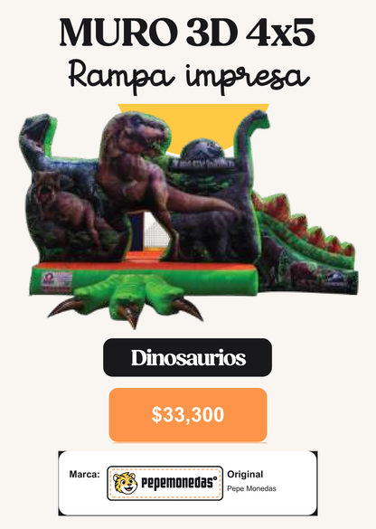 Muro 3D 4 x 5 - Dinosaurios 4 x 5 Rampa impresa - Pepe Monedas