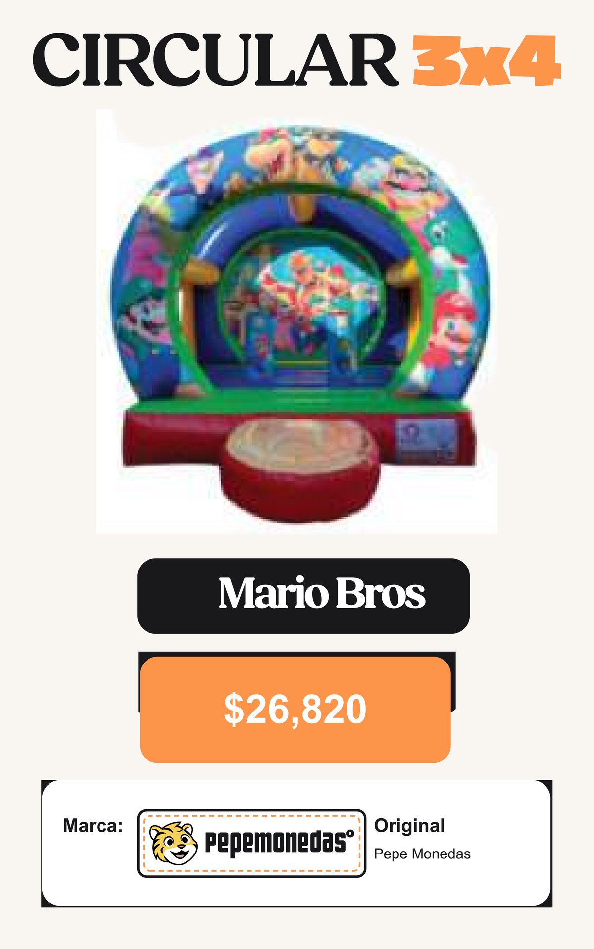 Circular 3 x 4 - Mario Bros - Pepe Monedas