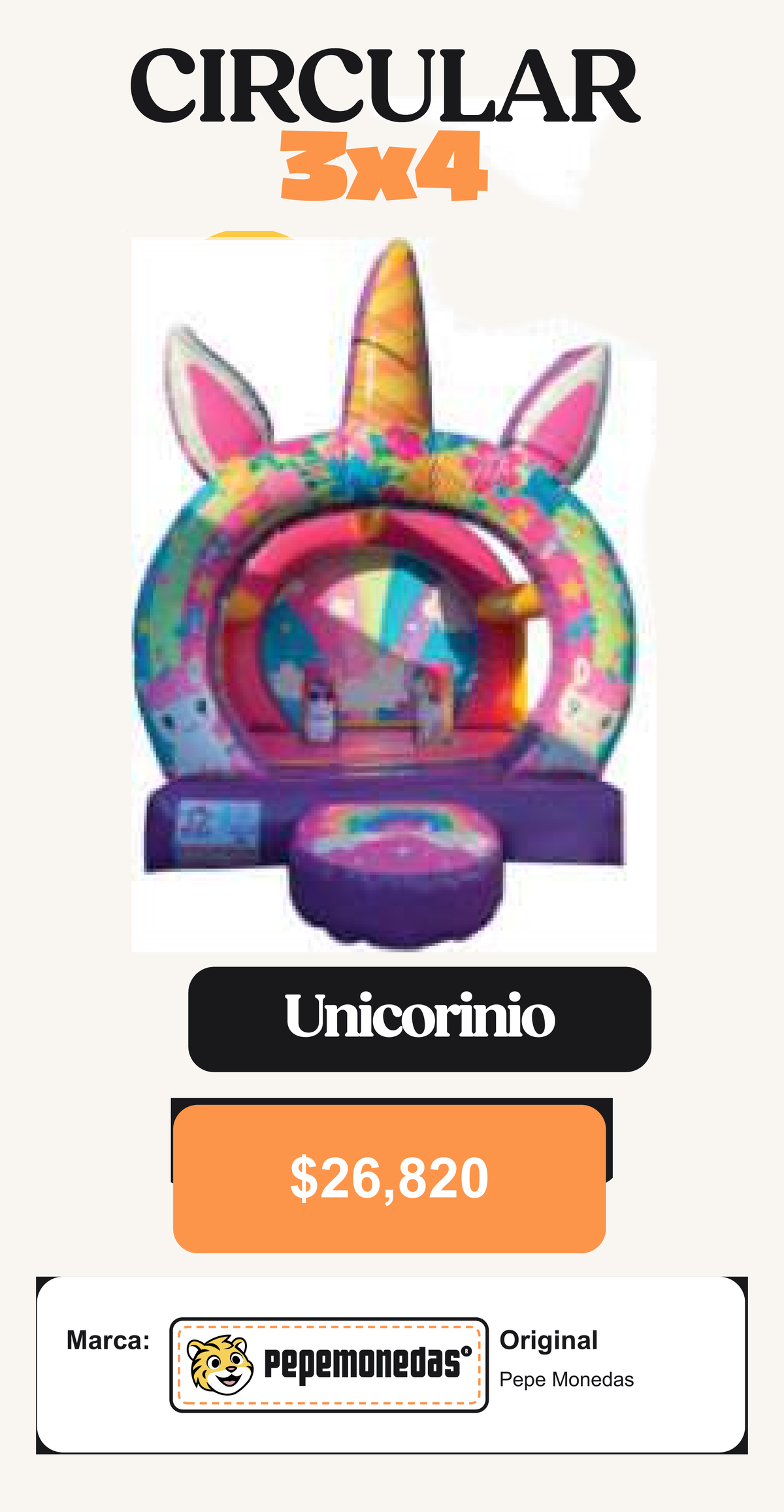 Circular 3 x 4 - Unicorinio - Pepe Monedas