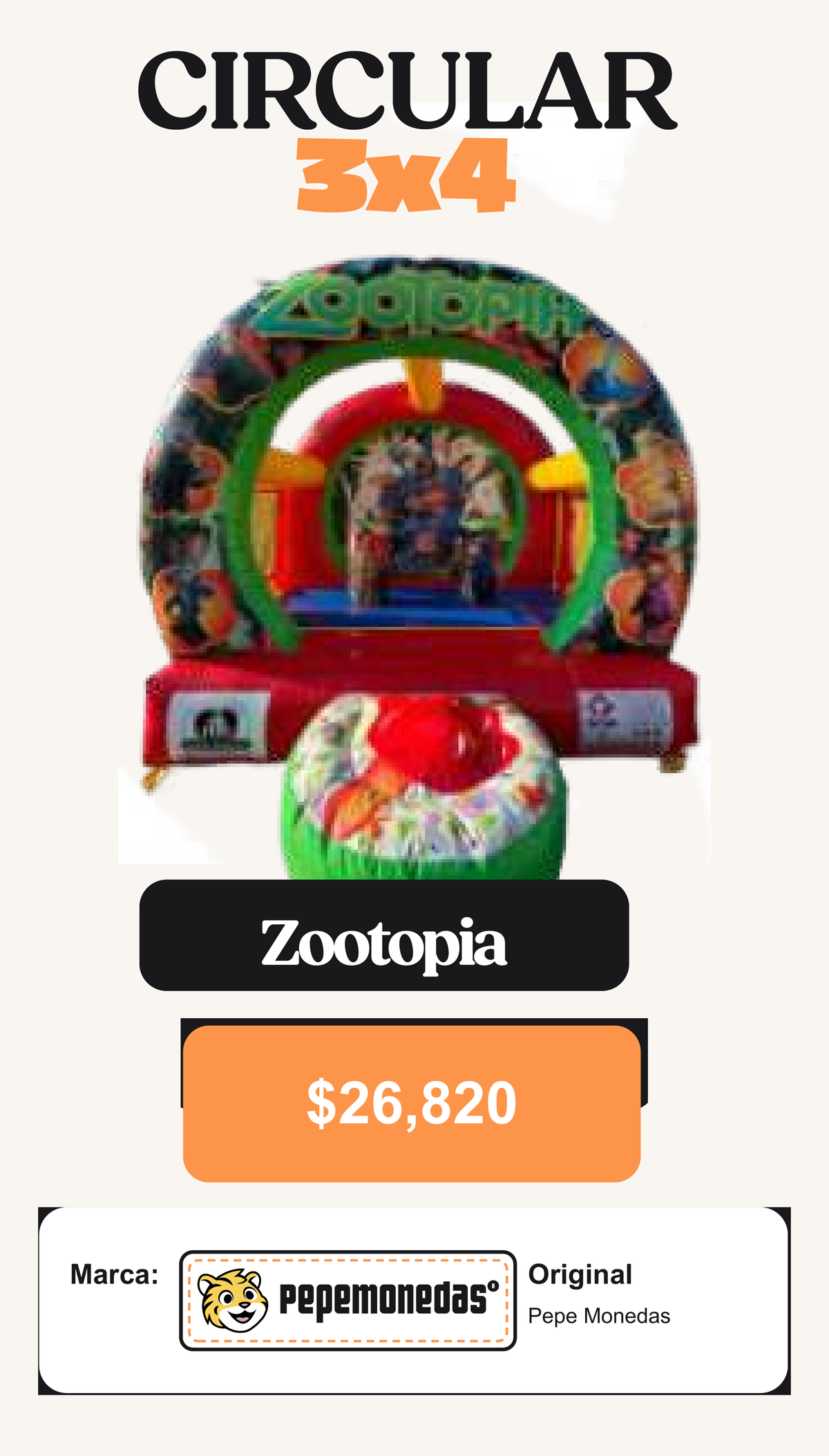 Circular 3 x 4 - Zootopia - Pepe Monedas