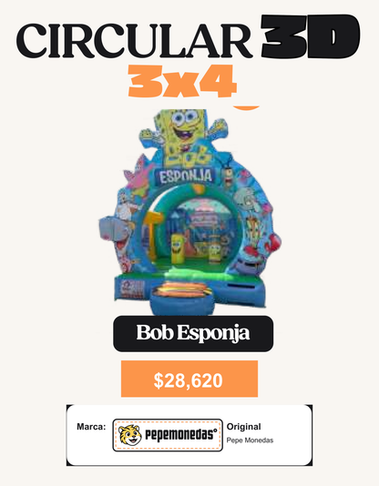 Circular 3D 3 x 4 - Bob Esponja - Pepe Monedas