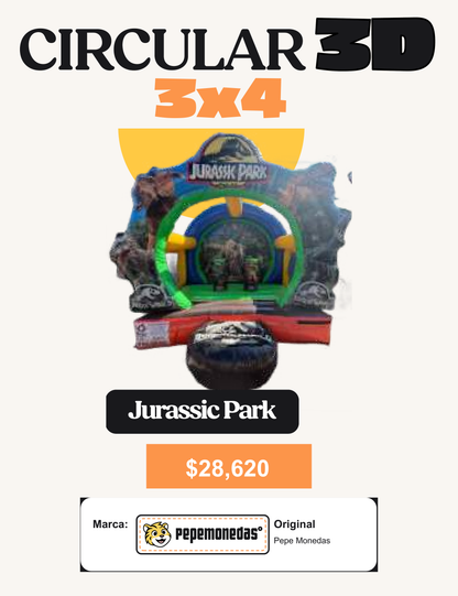 Circular 3D 3 x 4 - Jurassic Park - Pepe Monedas