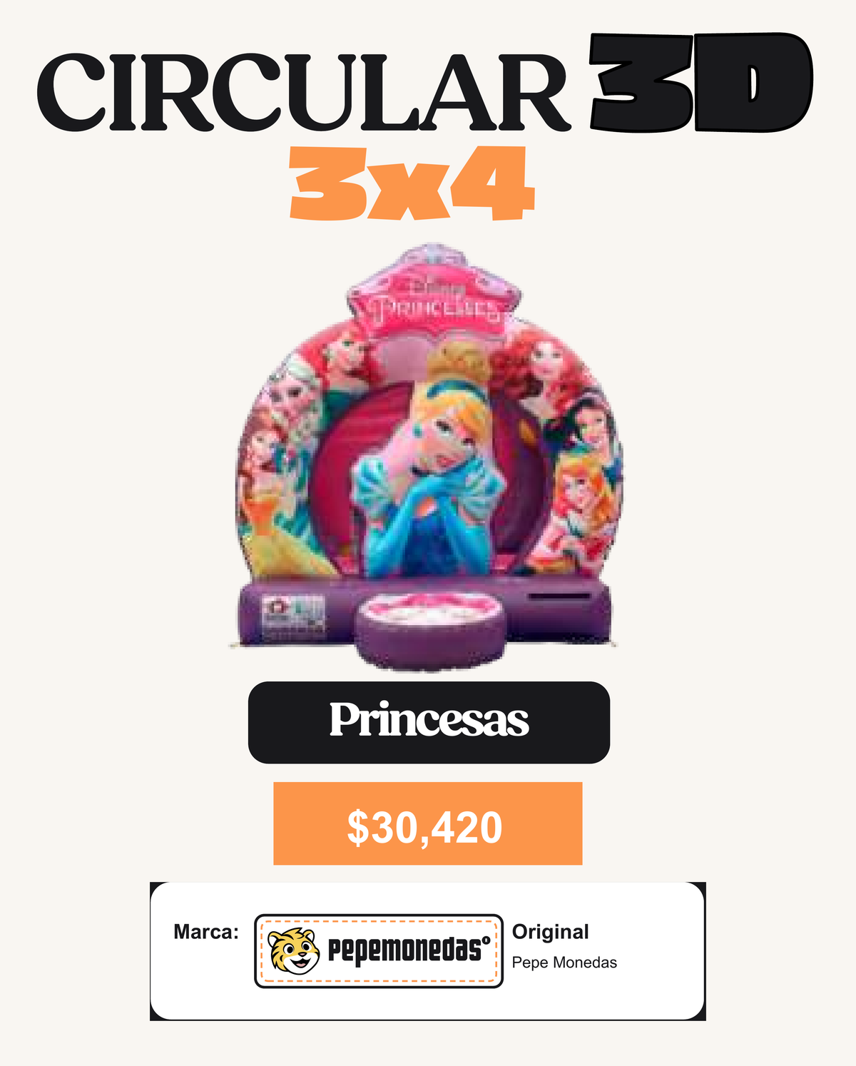 Circular 3D 3 x 4 - Princesas - Pepe Monedas
