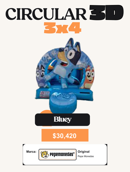 Circular 3D 3 x 4 - Bluey - Pepe Monedas