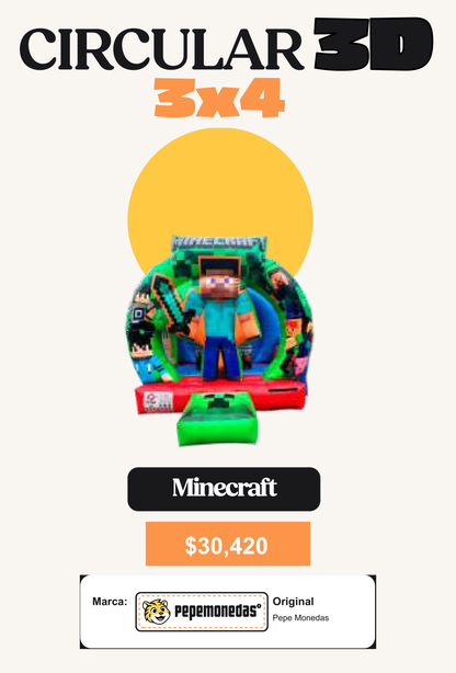 Circular 3D 3 x 4 - Minecraft - Pepe Monedas