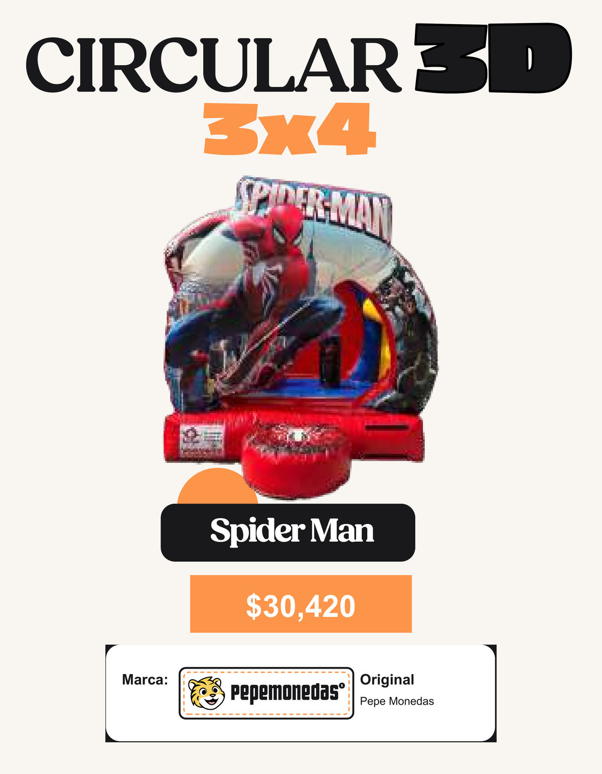 Circular 3D 3 x 4 - Spider Man - Pepe Monedas