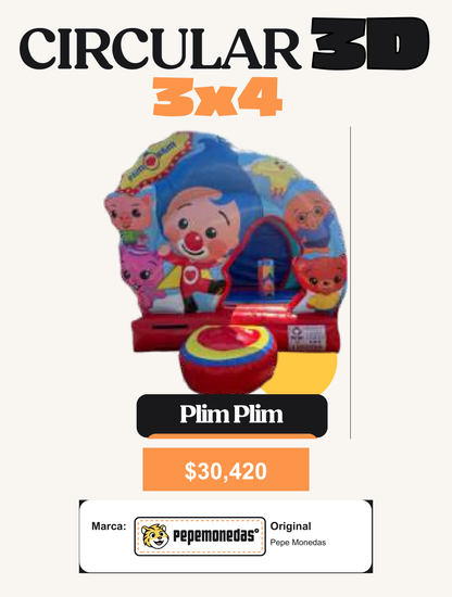 Circular 3D 3 x 4 - Plim Plim - Diseño 2 - Pepe Monedas
