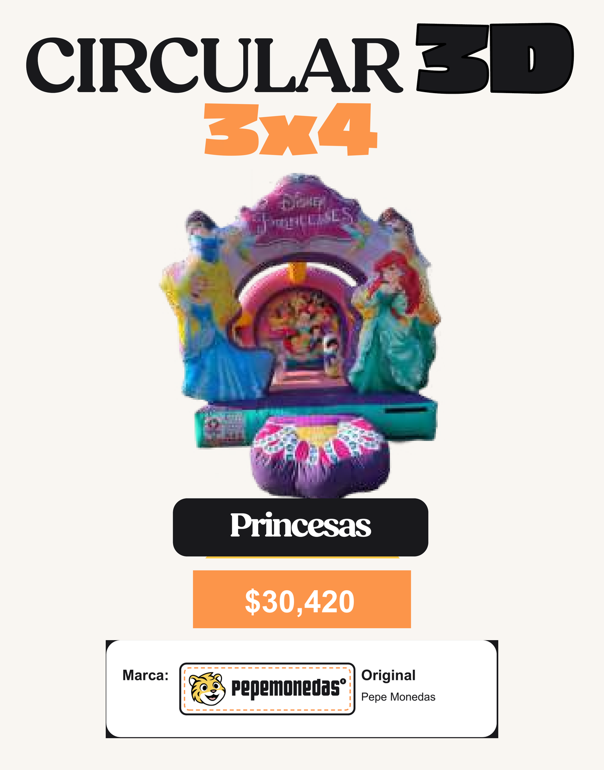 Circular 3D 3 x 4 - Princesas - Diseño 2 - Pepe Monedas