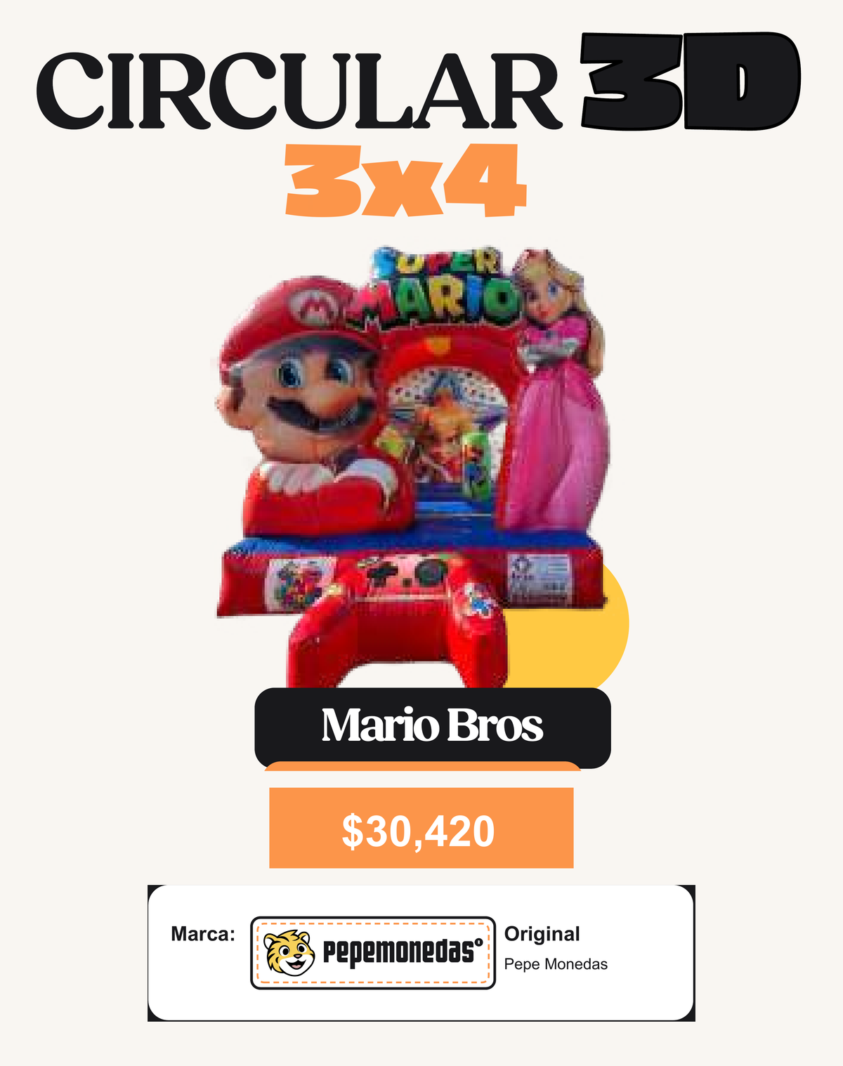 Circular 3D 3 x 4 - Mario Bros - Diseño 3 - Pepe Monedas