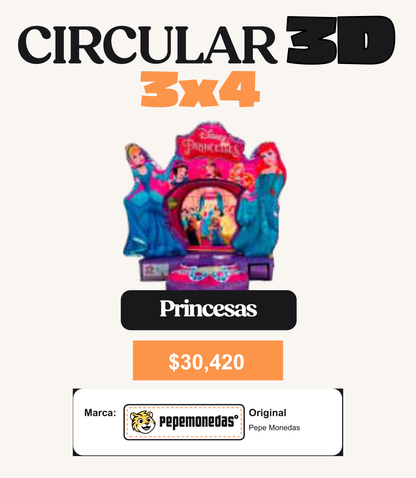 Circular 3D 3 x 4 - Princesas - Diseño 3 - Pepe Monedas