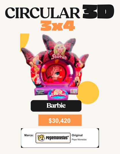 Circular 3D 3 x 4 - Barbie - Pepe Monedas