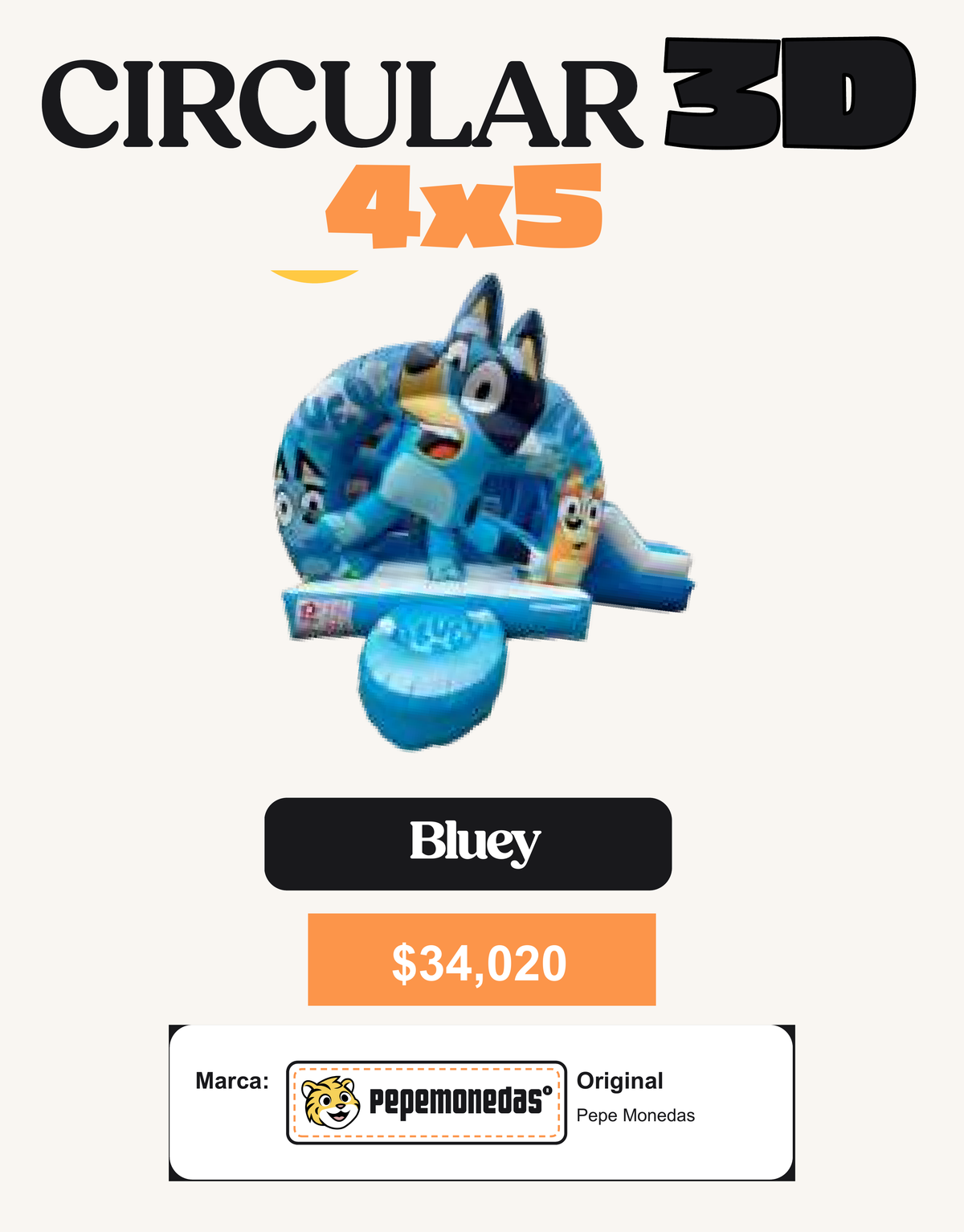 Circular 3D con Rampa 4 x 5 - Bluey - Pepe Monedas