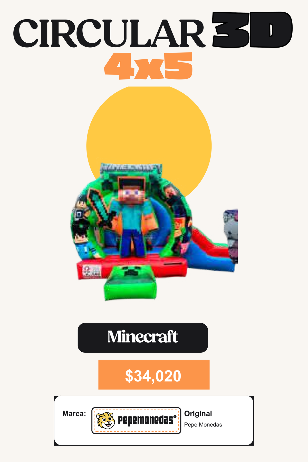 Circular 3D con Rampa 4 x 5 - Minecraft - Pepe Monedas