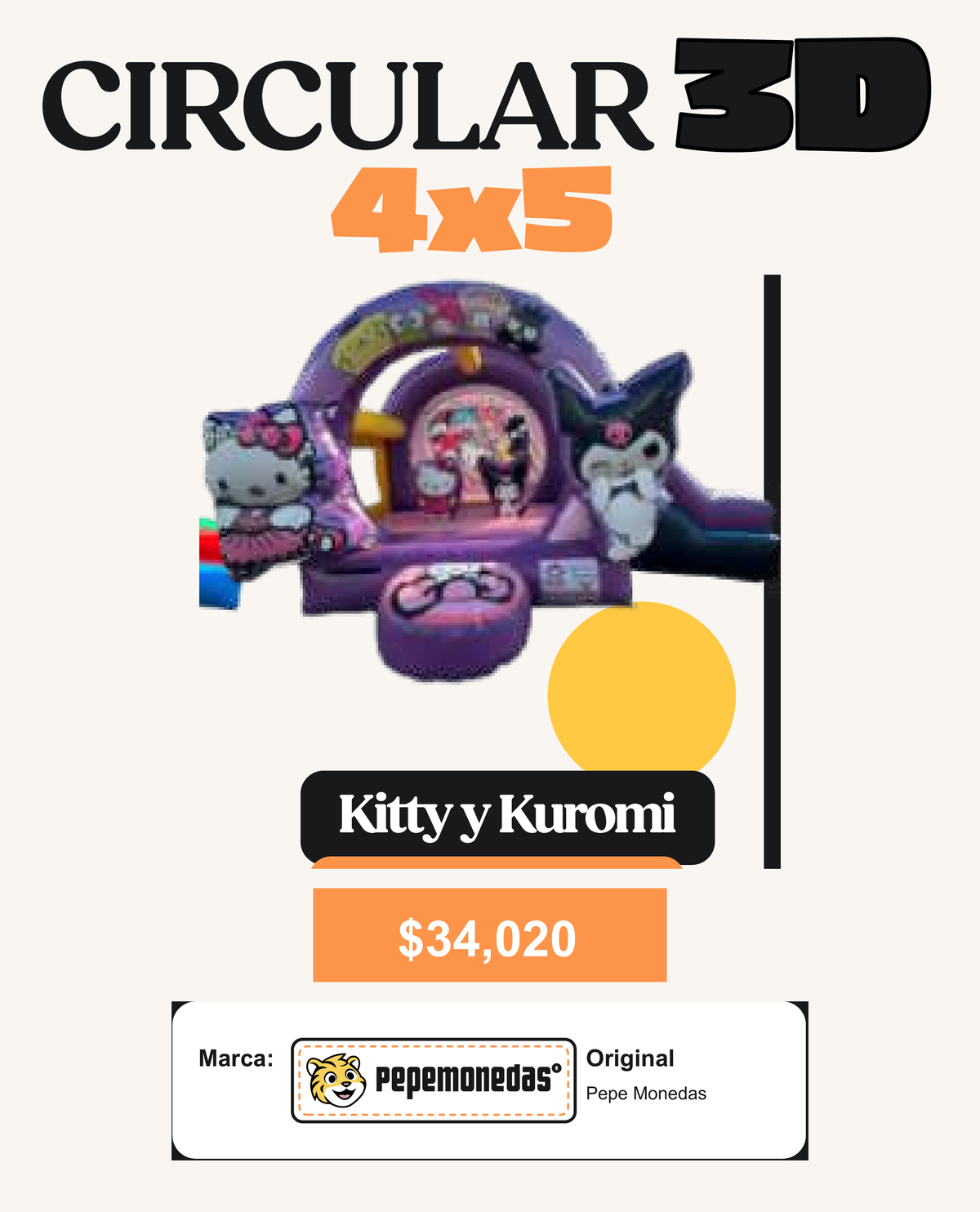 Circular 3D con Rampa 4 x 5 - Kitty y Kuromi - Pepe Monedas