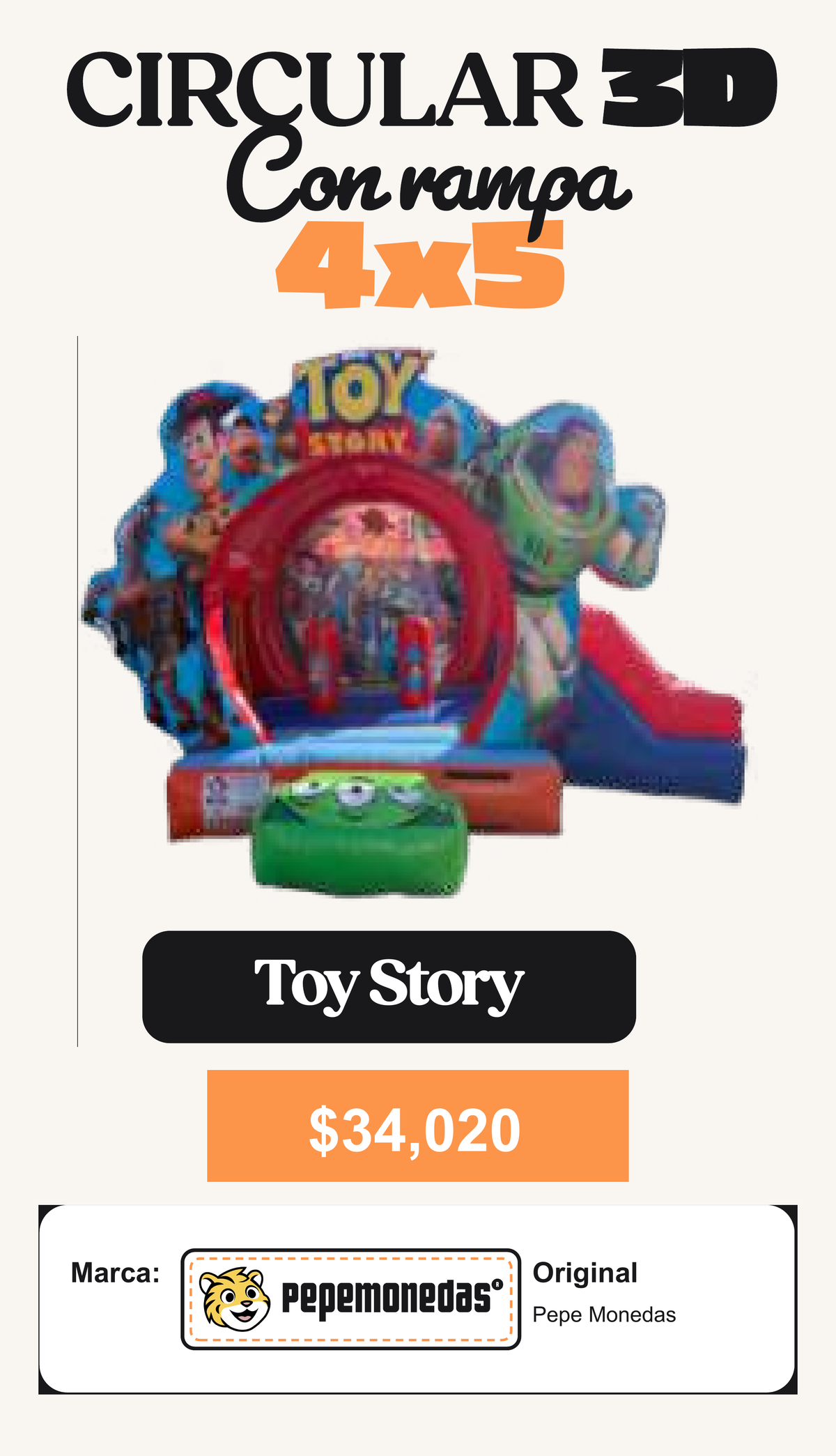 Circular 3D con Rampa 4 x 5 - Toy Story - Pepe Monedas