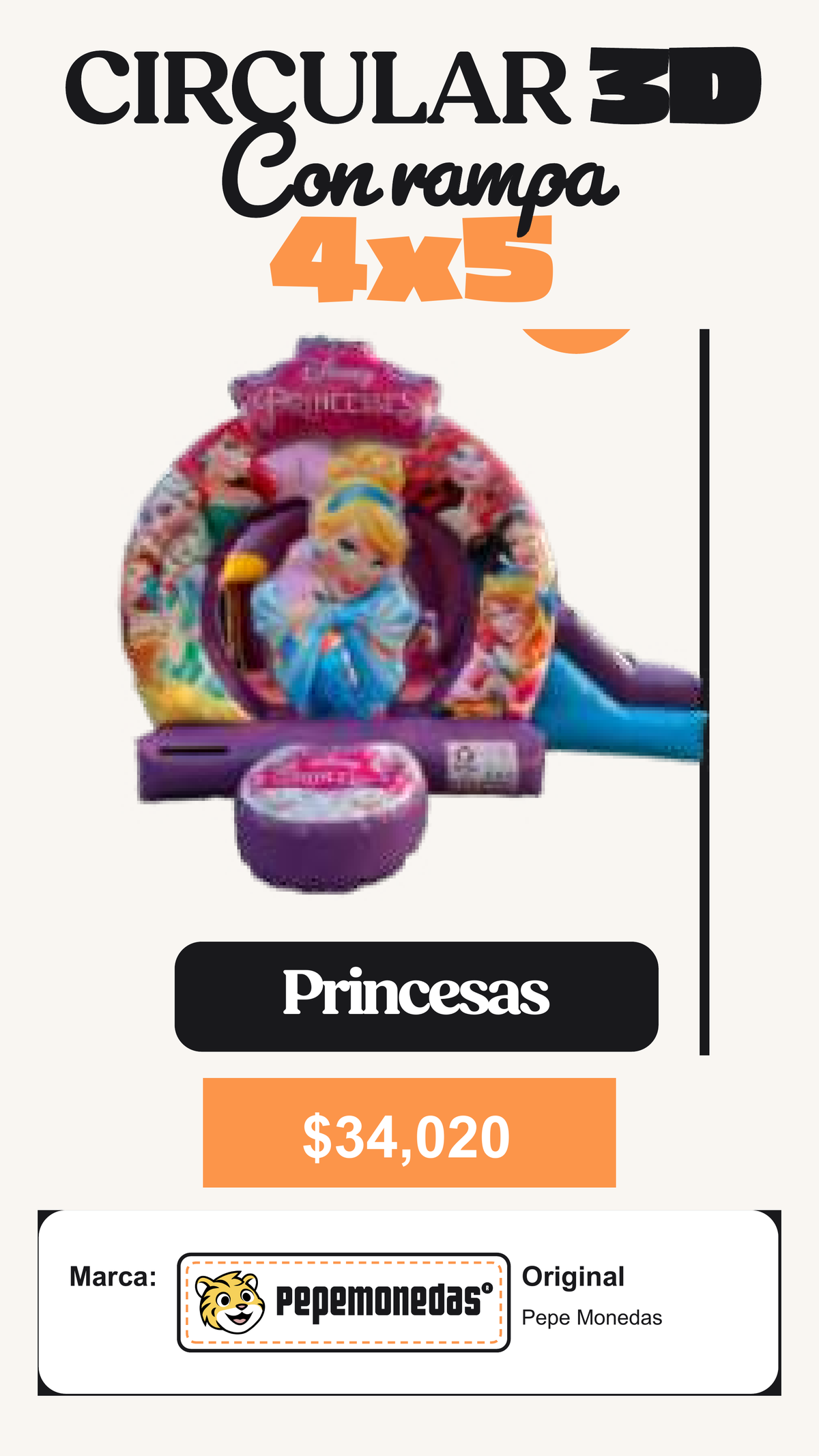 Circular 3D con Rampa 4 x 5 - Princesas - Pepe Monedas
