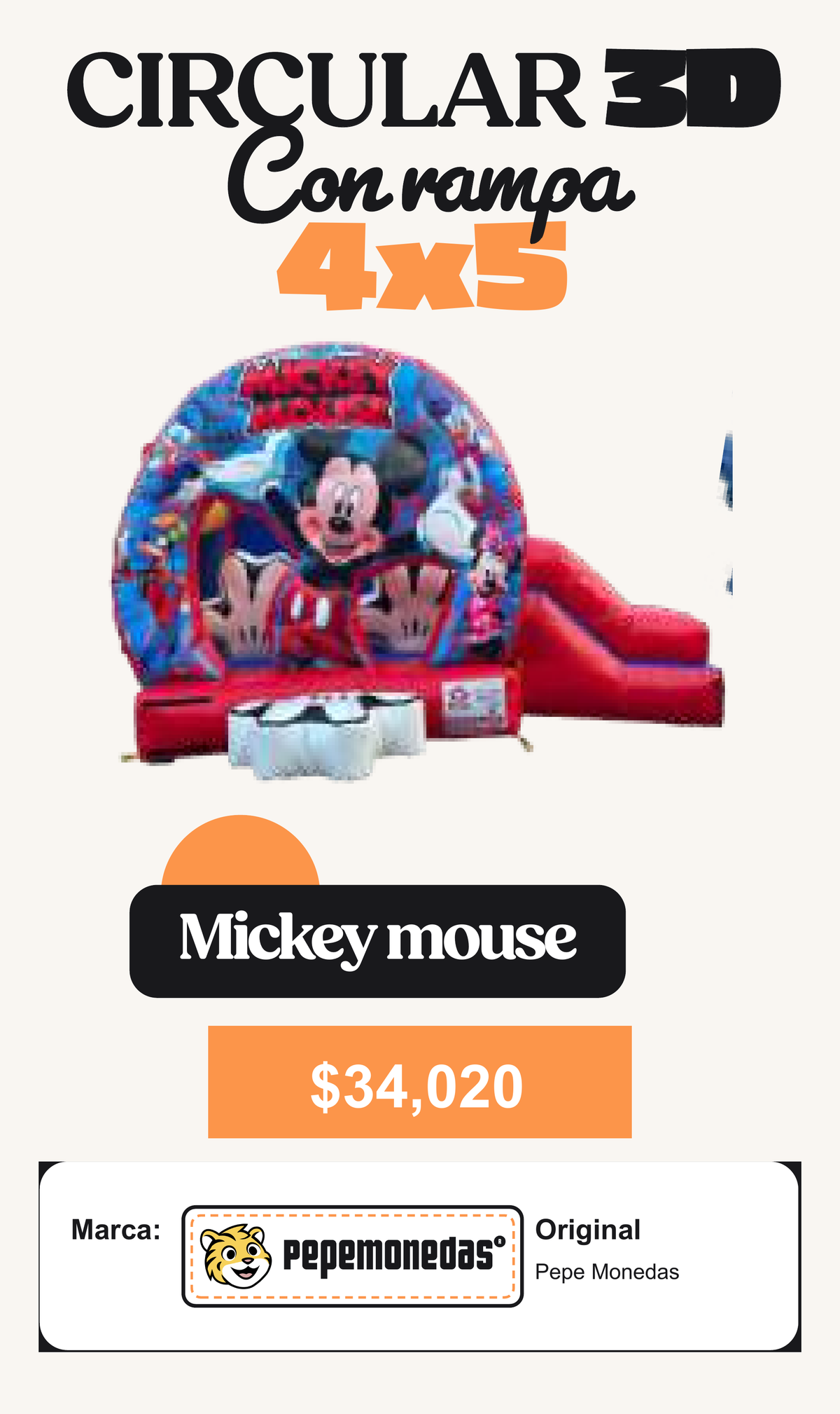 Circular 3D con Rampa 4 x 5 - Mickey mouse - Pepe Monedas