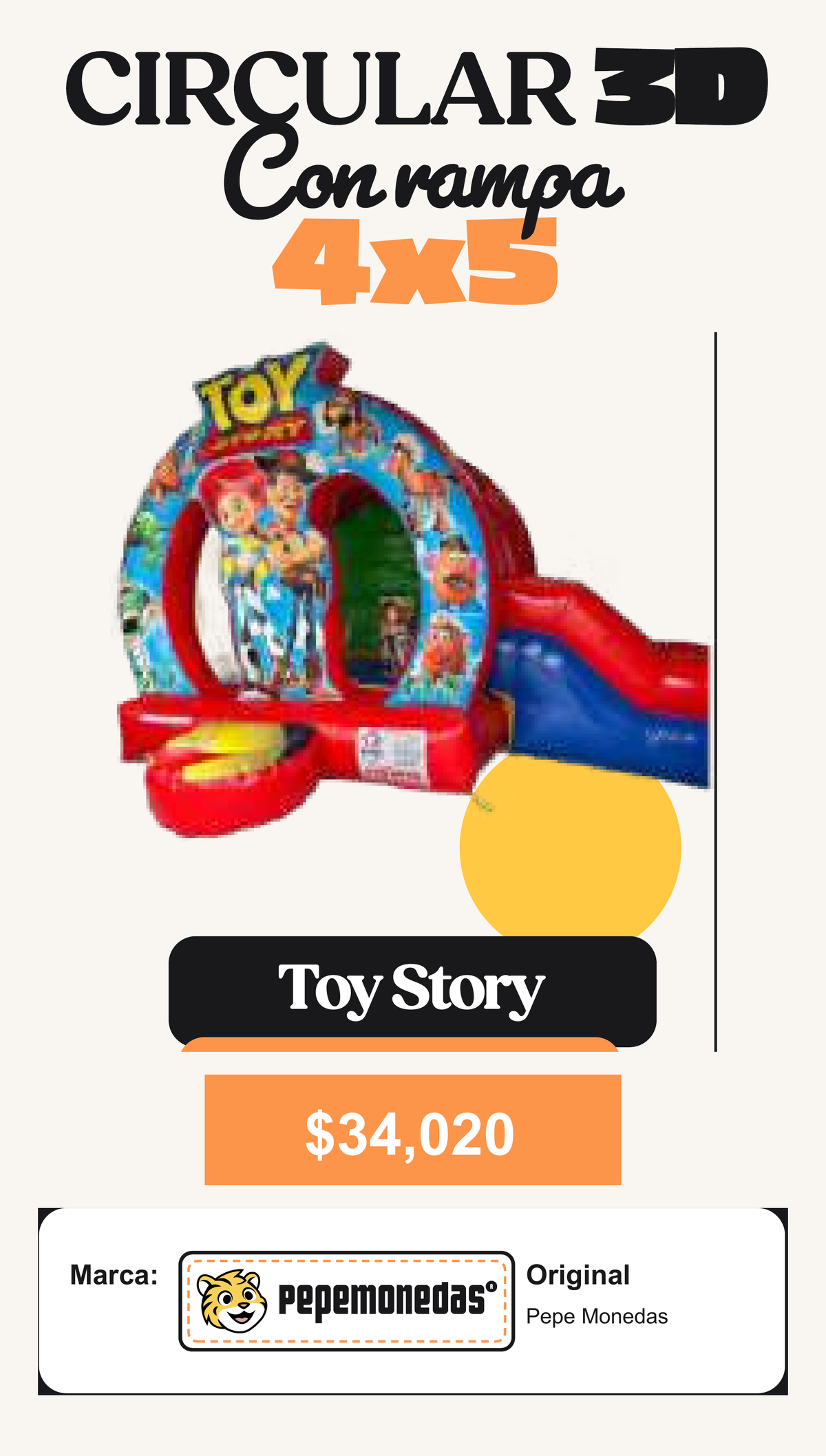 Circular 3D con Rampa 4 x 5 - Toy Story - Diseño 2 - Pepe Monedas