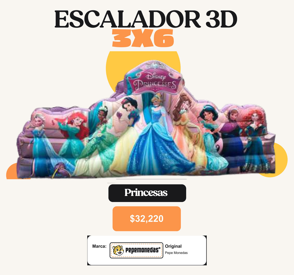 Escalador 3D 3 x 6 - Princesas - Pepe Monedas