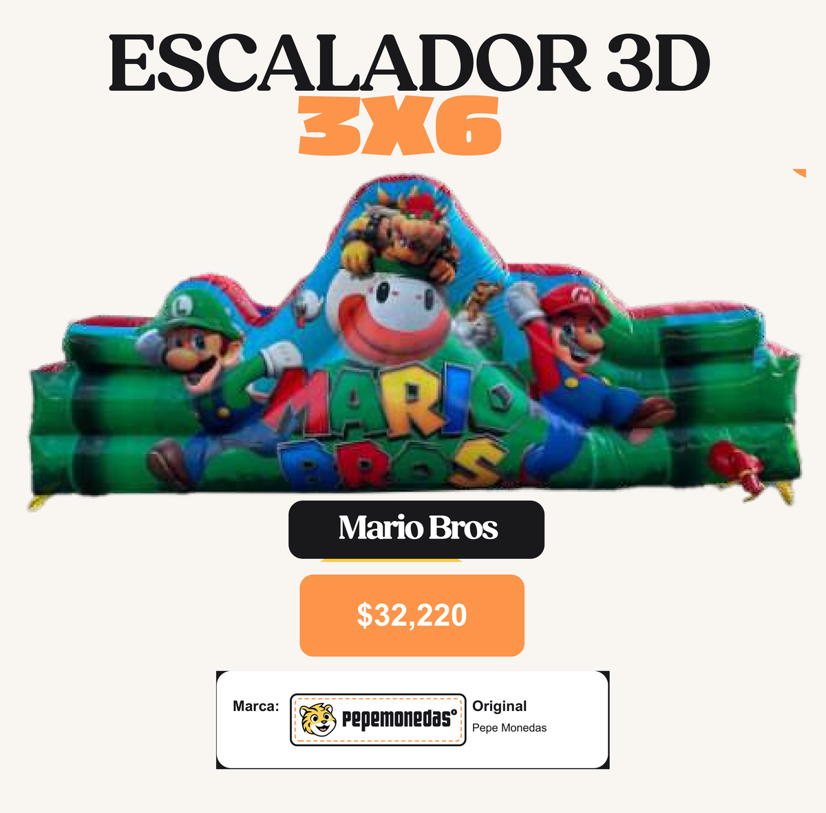 Escalador 3D 3 x 6 - Mario Bros - Pepe Monedas