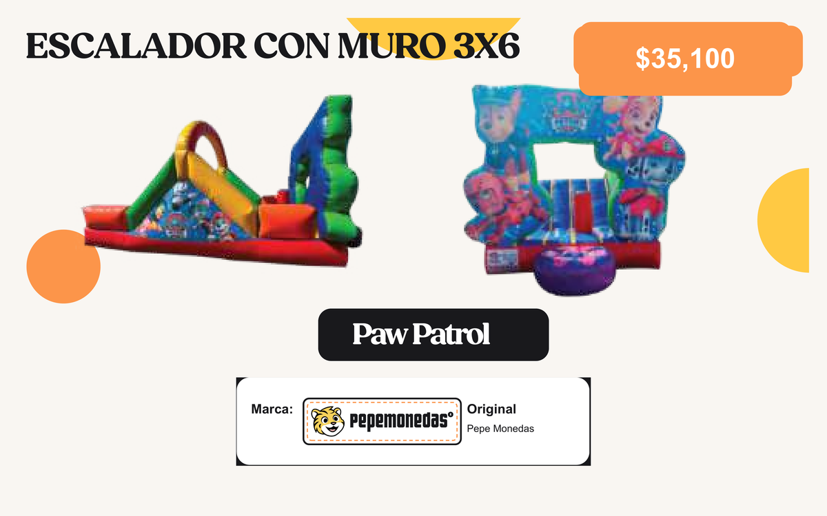Escalador con Muro - Paw Patrol 3 x 6 - Pepe Monedas