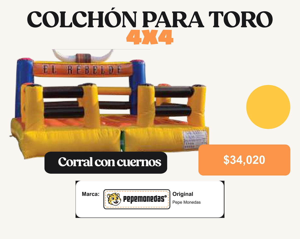 Colchón Para Toro 4 x 4 - Corral con cuernos - Diseño 2 - Pepe Monedas