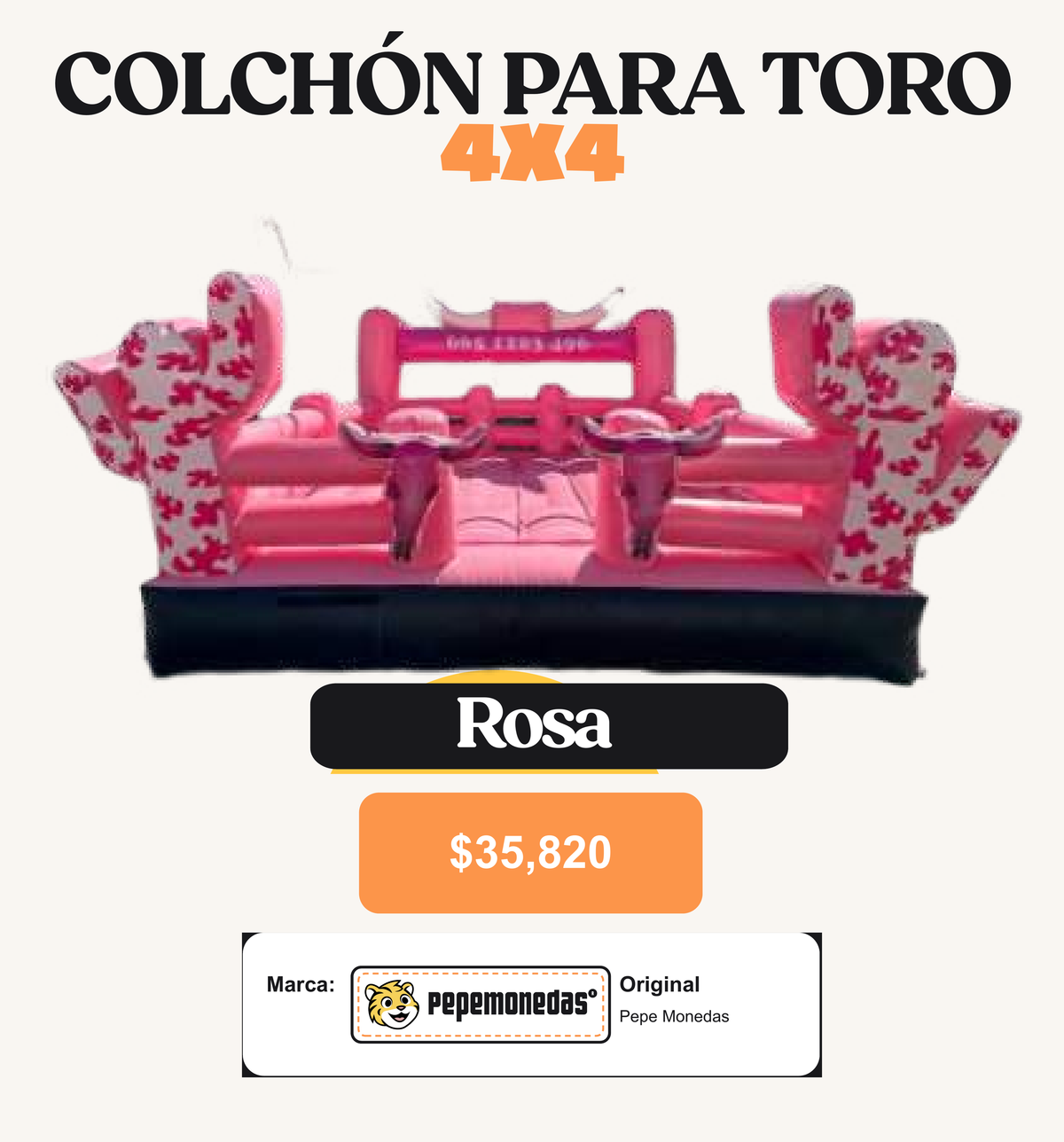 Colchón Para Toro 4 x 4 - Rosa - Pepe Monedas