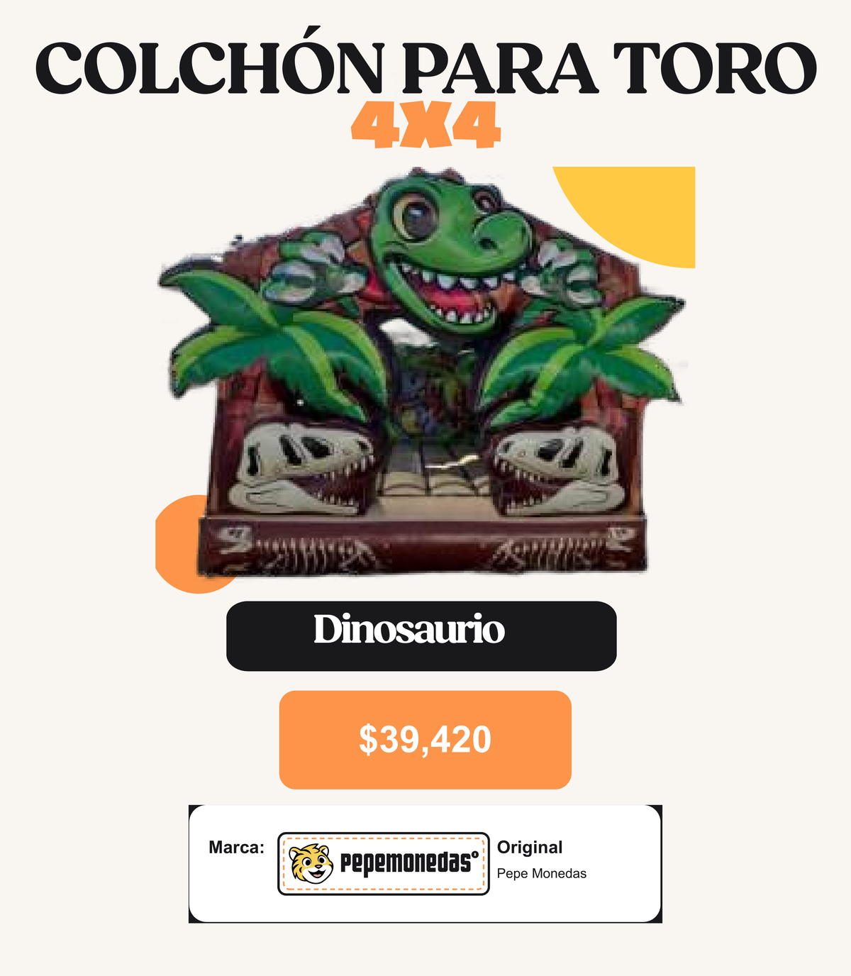 Colchón Para Toro 4 x 4 - Dinosaurio - Pepe Monedas