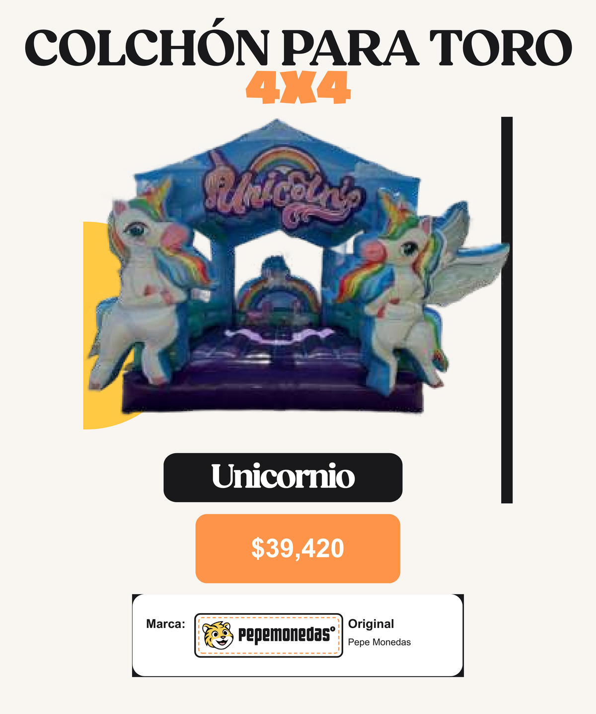 Colchón Para Toro 4 x 4 - Unicornio - Pepe Monedas