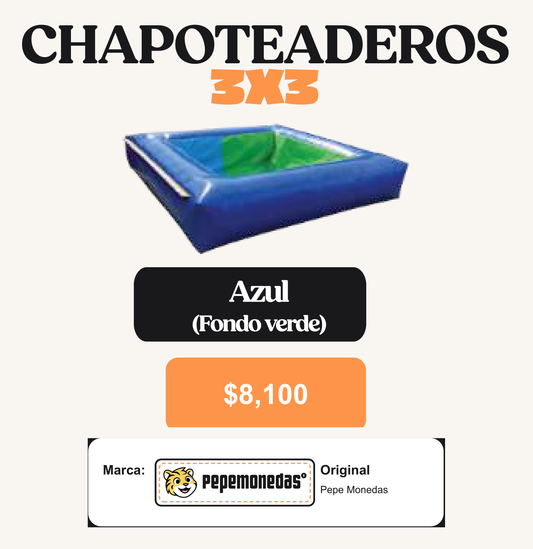 Chapoteadero 3 x 3 - Azul (Fondo verde) - Pepe Monedas